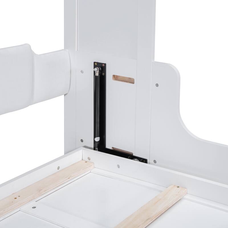 Queen Size Foldable Wall Murphy Bed with Integrated Chair and Cushions