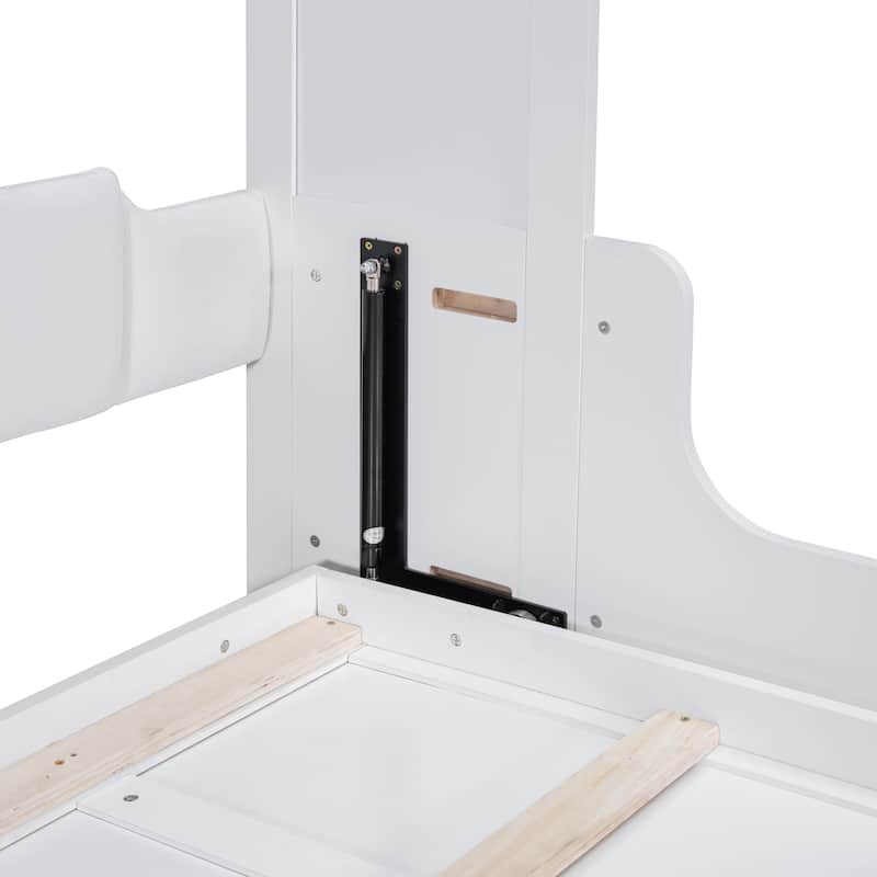 White Modern Style Queen Size Multi-function Murphy Bed with Cushion for Bedroom