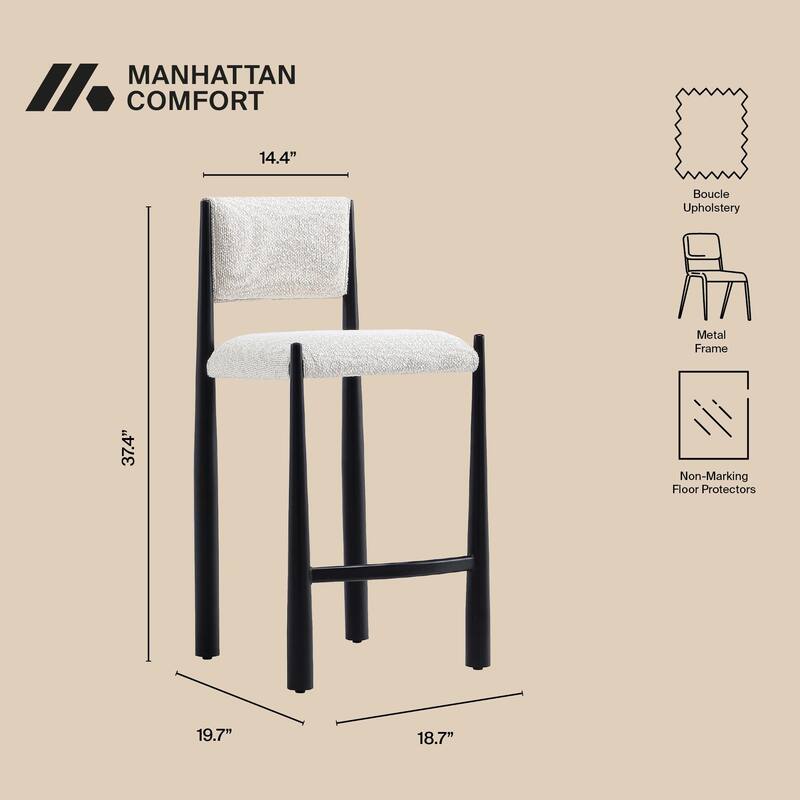 Manhattan Comfort Lennor Metal Boucle Counter Stool
