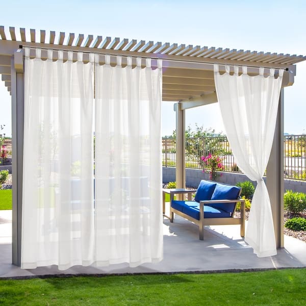 slide 2 of 16, Deconovo Tab Top Waterproof Outdoor Sheer Curtains for Patio 2 Panels White - 54x84 Inch