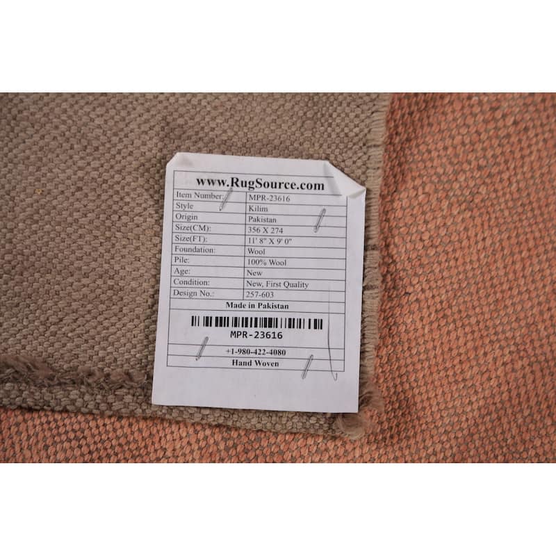 Nomadic Striped Kilim Oriental Area Rug Flatweave Wool Carpet - 9'0"x 11'8"