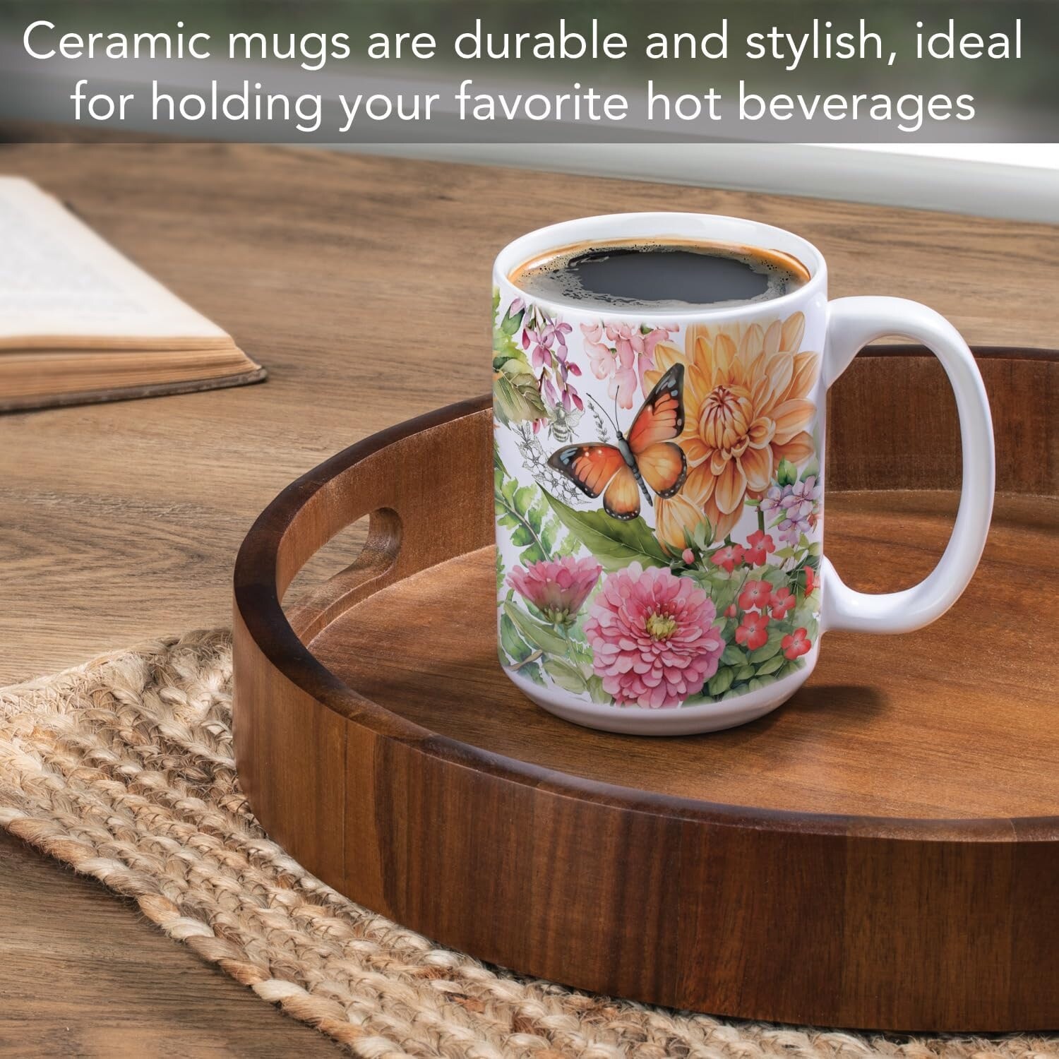 Botanica 15 oz. Ceramic Mug Manufactured in the USA Dishwasher Safe Microwave Safe - Multi
