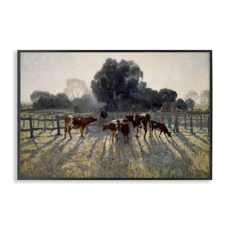 Stupell Elioth Gruner Morning Cows Framed Giclee Art Design By Arlington Prints - 30 x 20 - Black