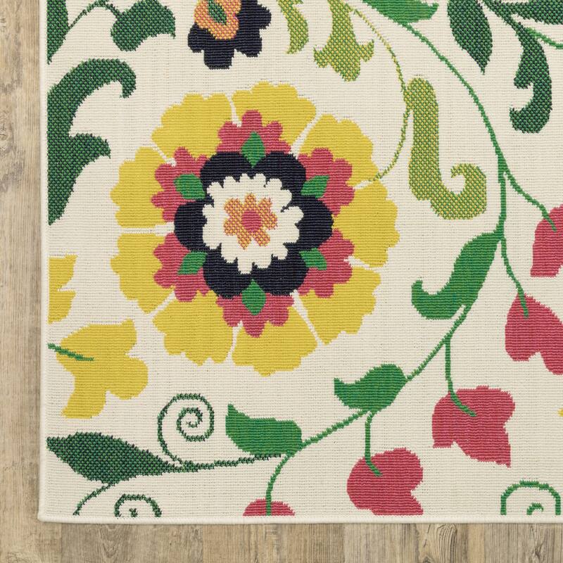Harlowe Bold Boho Floral Ivory/ Multi Area Rug
