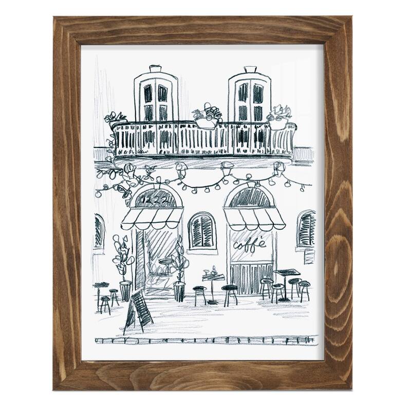 Italian Street Sketch II -Framed Print w/glass-Cherry Red
