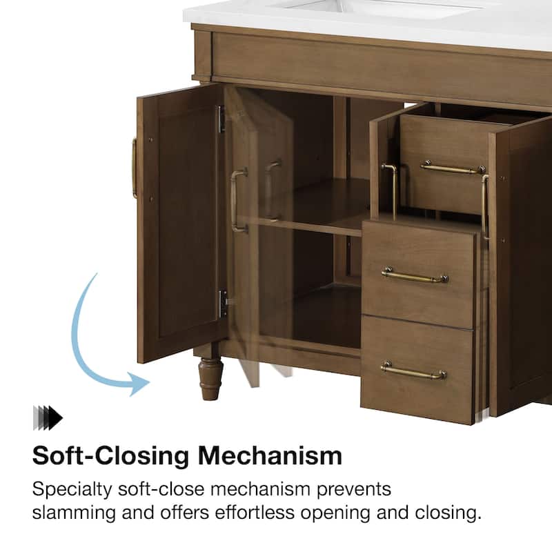 Salisbury Bathroom Vanity with White Engineered Marble Top