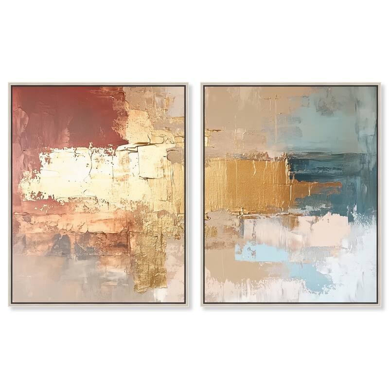 Earthy Glow V Canvas Set of 2 by Art Remedy - 24" x 30" - Silver
