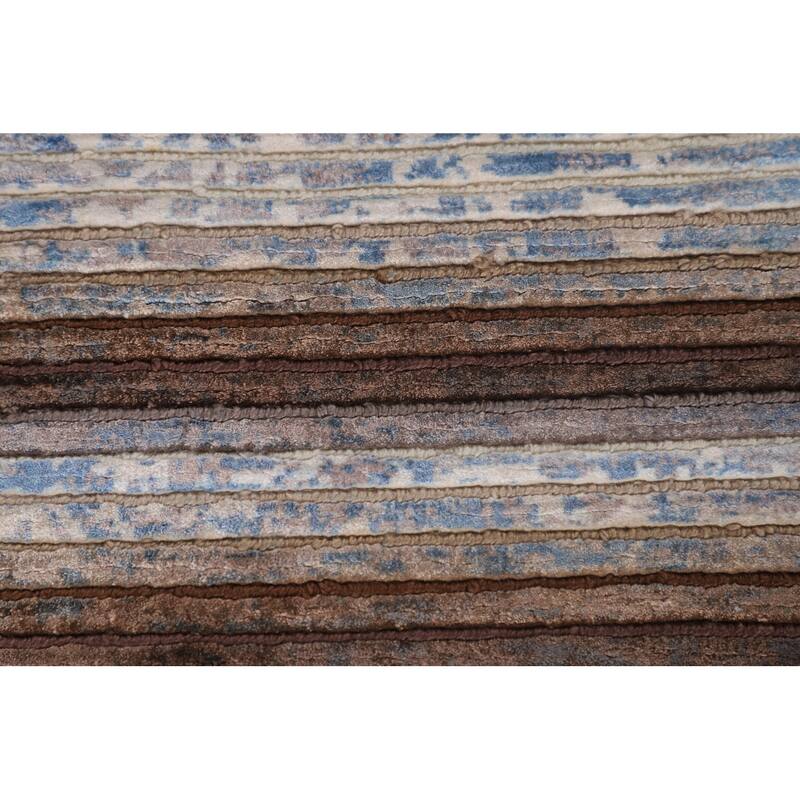 Striped / Abstract Accent Rug Hand-Knotted Wool Carpet - 2'8"x 4'9"