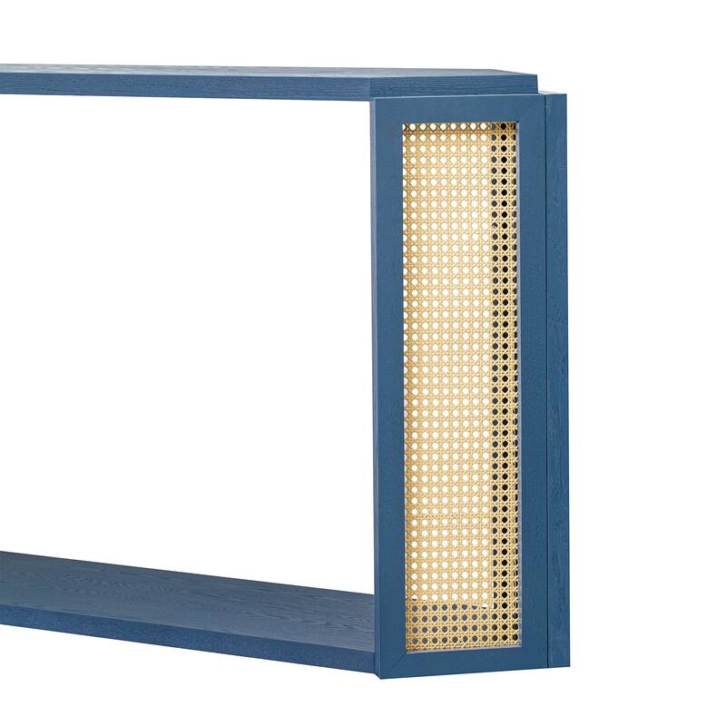 53" Arrow Console Table with Woven Rattan