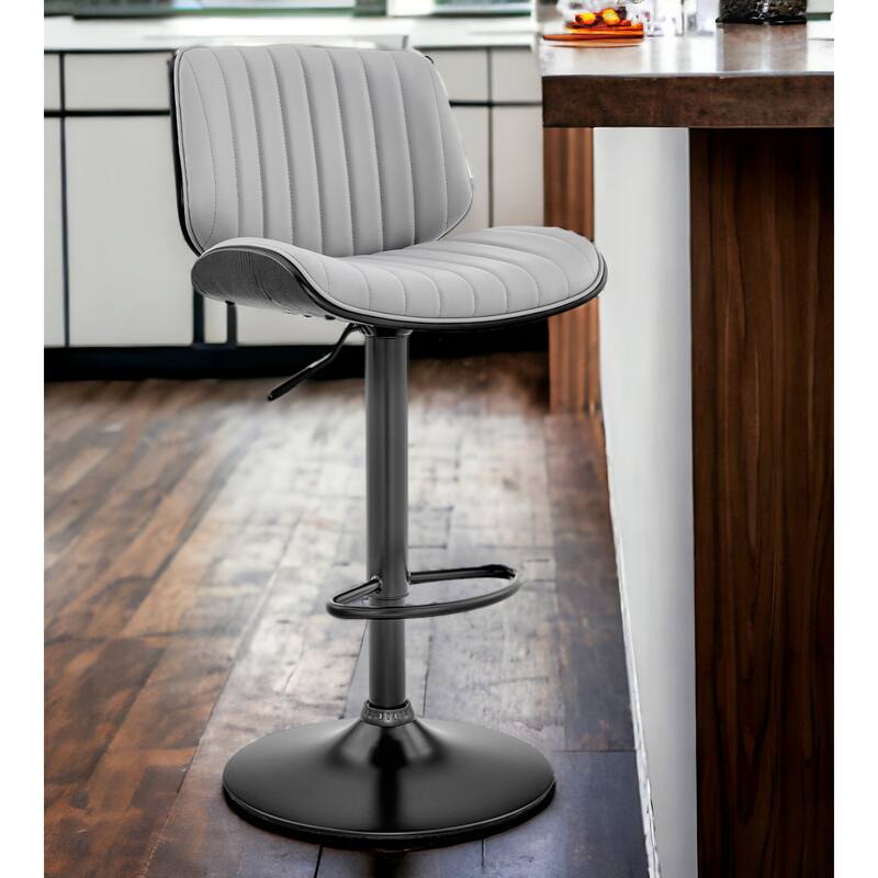 24" Upholstered Adjustable Height Swivel Bar Chair with Footrest and Iron Frame Perfect for Kitchen Island - 43”H x 19”W x 20”D