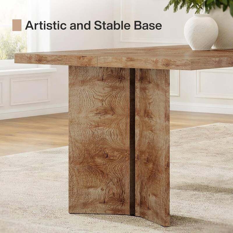 63-inch Rectangle Wooden Dining Table with Large Tabletop and Heavy Duty Legs for 4 to 6 People