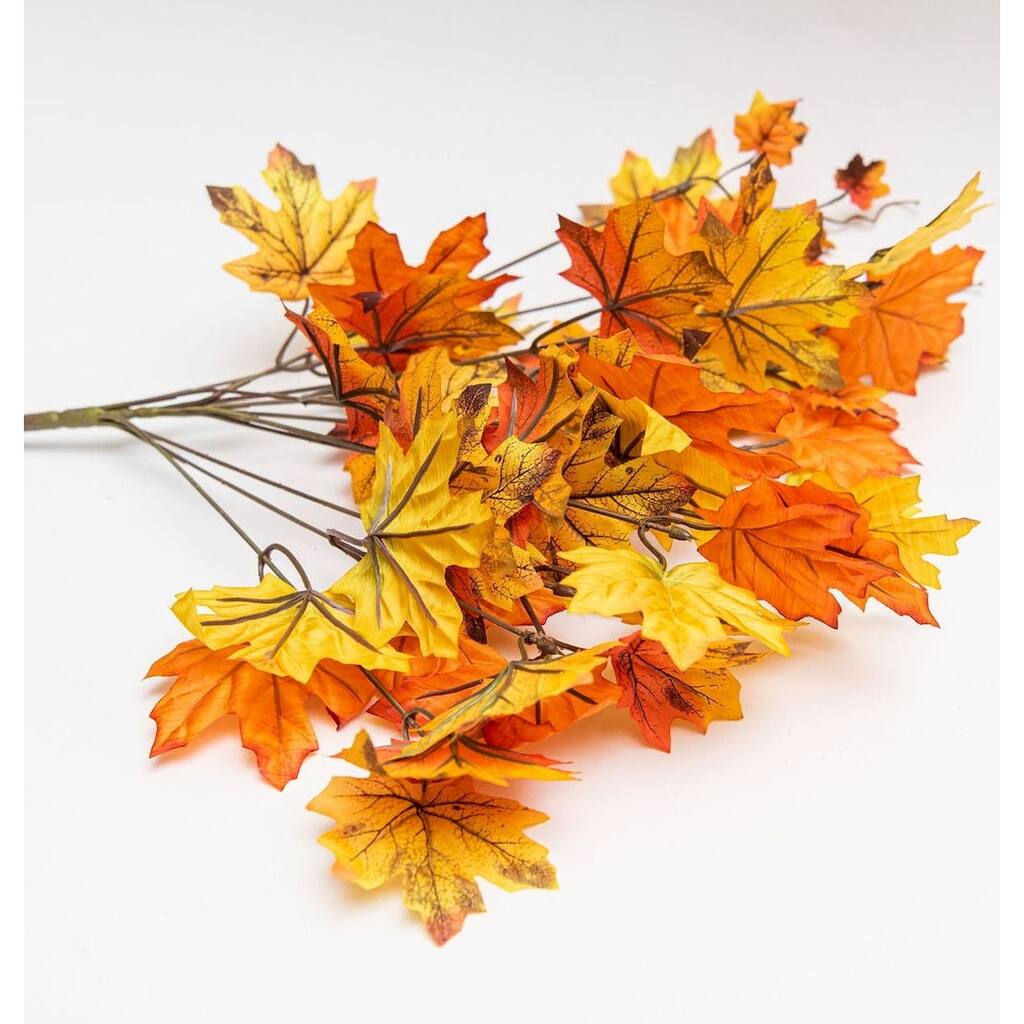 Fall Maple Leaf Branch Faux Plants And Trees - Green