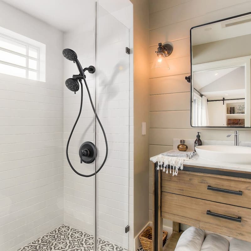 WOWOW Single-Handle 7-Spray Dual Shower Head Shower Faucet