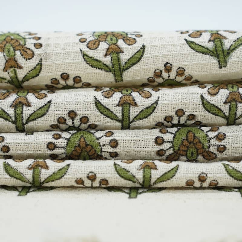 Fabdivine Handmade Floral Block Print Kitchen or Bath Room Hand Towels Home or Office Accent
