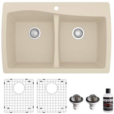 Karran USA QT-720-PK1 Quartz QT 34" Drop In Double Basin Quartz
