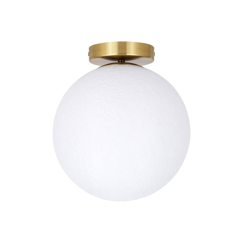 1-Light Modern 3D Printed Moon Plastic Gold Flush Mount Ceiling Light for Bedroom - 9.8 in. W x 10.6 in.H