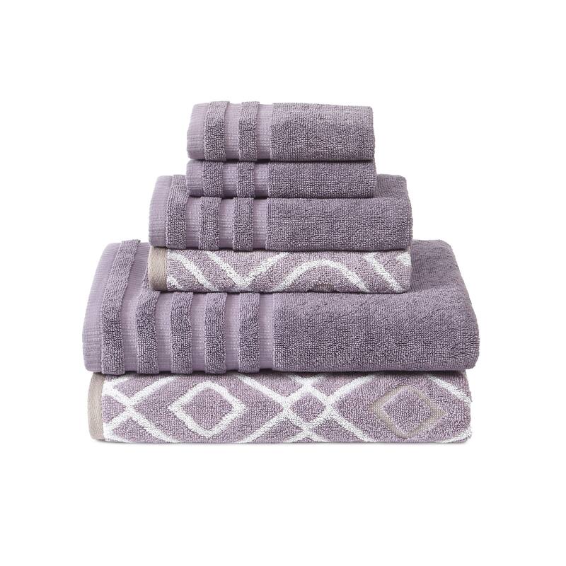 Modern Threads 6-Piece Yarn Dyed Oxford Towel Set - Lavender