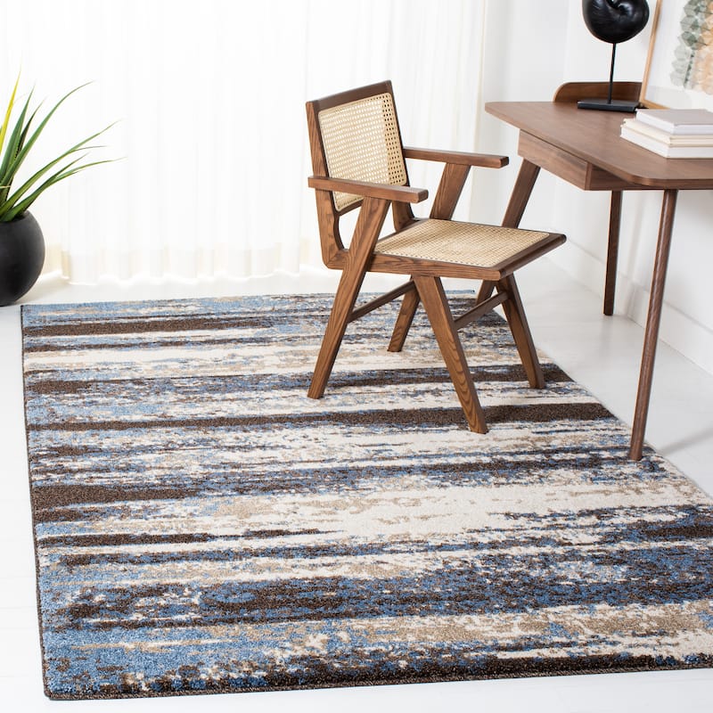 SAFAVIEH Retro Dicy Modern Abstract Distressed Rug - 6' x 9' - Cream/Blue