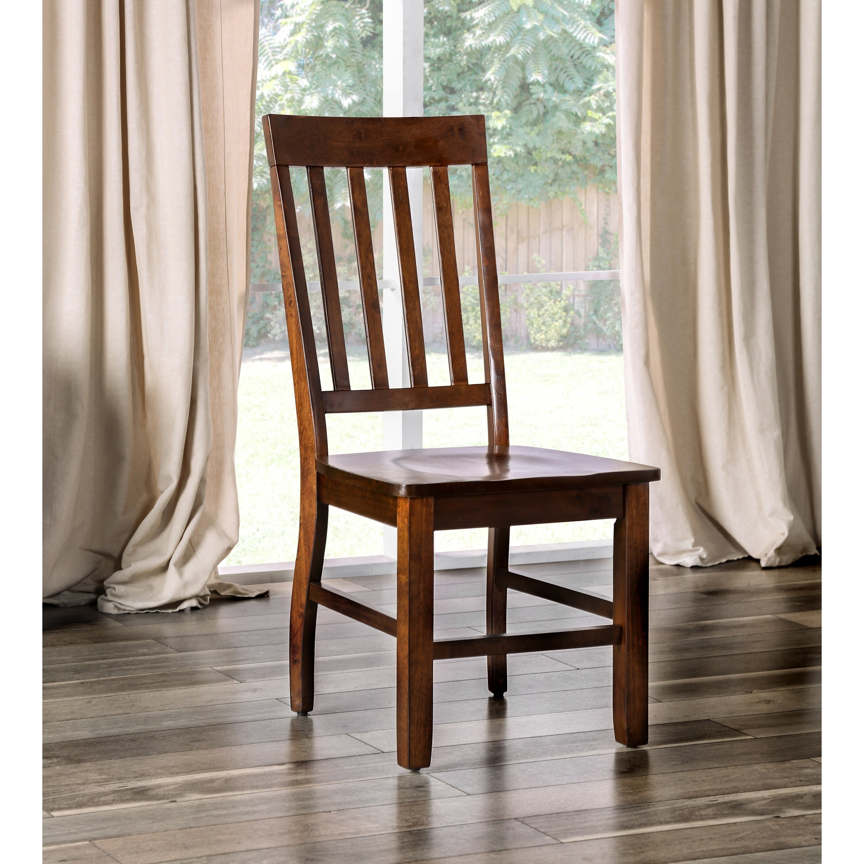 furniture of america yizi country oak slat back dining chairs set of 2