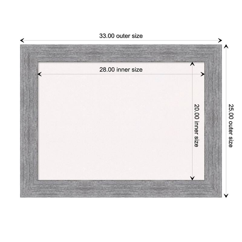 Bark Rustic Grey Framed White Corkboard Bulletin Board - Board Size 28x20