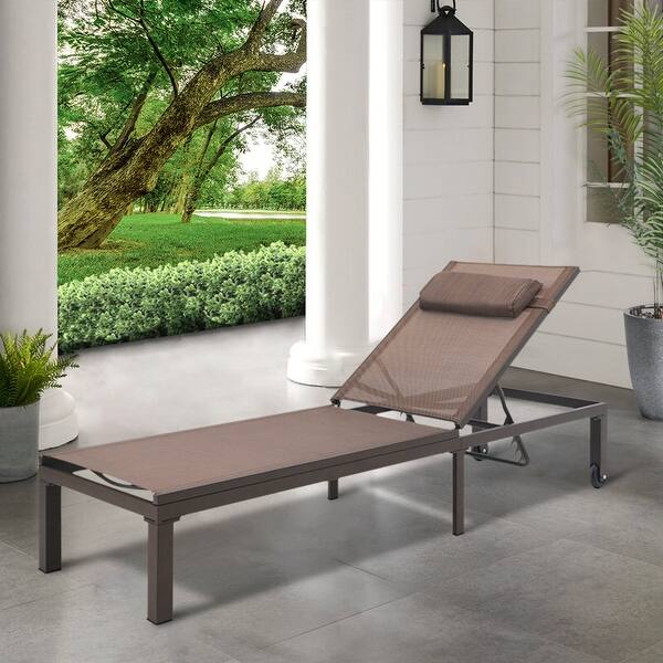Shop Crestlive Products Adjustable Outdoor Chaise Lounge Chair With Wheels 75 98 24 02 13 19 Inches Overstock 31647398