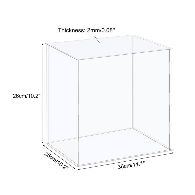 Acrylic Display Case Plastic Box Cube Storage Box Assemble Showcase - 14.1x10.2x10.2 Inch