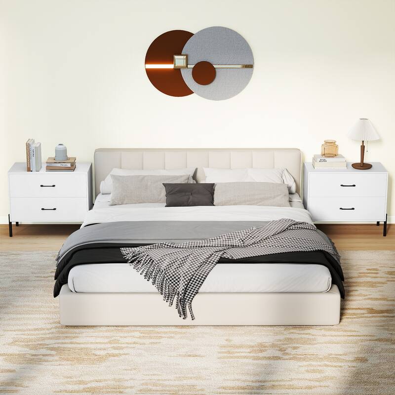 Gymax 2PCS 2-Drawer Dresser w/Metal Legs Handles Drawers Anti-Tipping