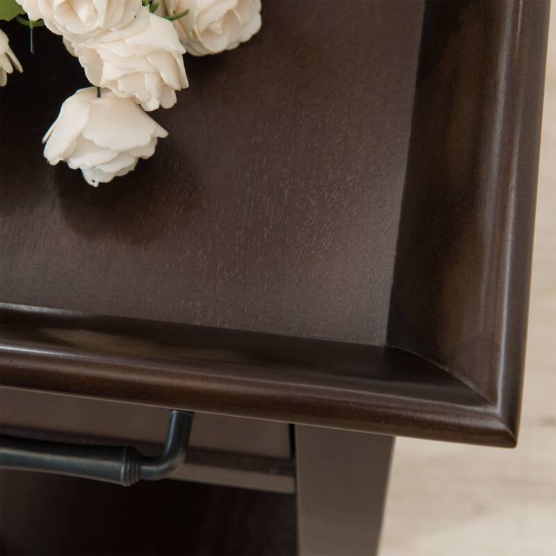Leick Home One Drawer Traditional Cherry Tray Edge Side Table with Shelf