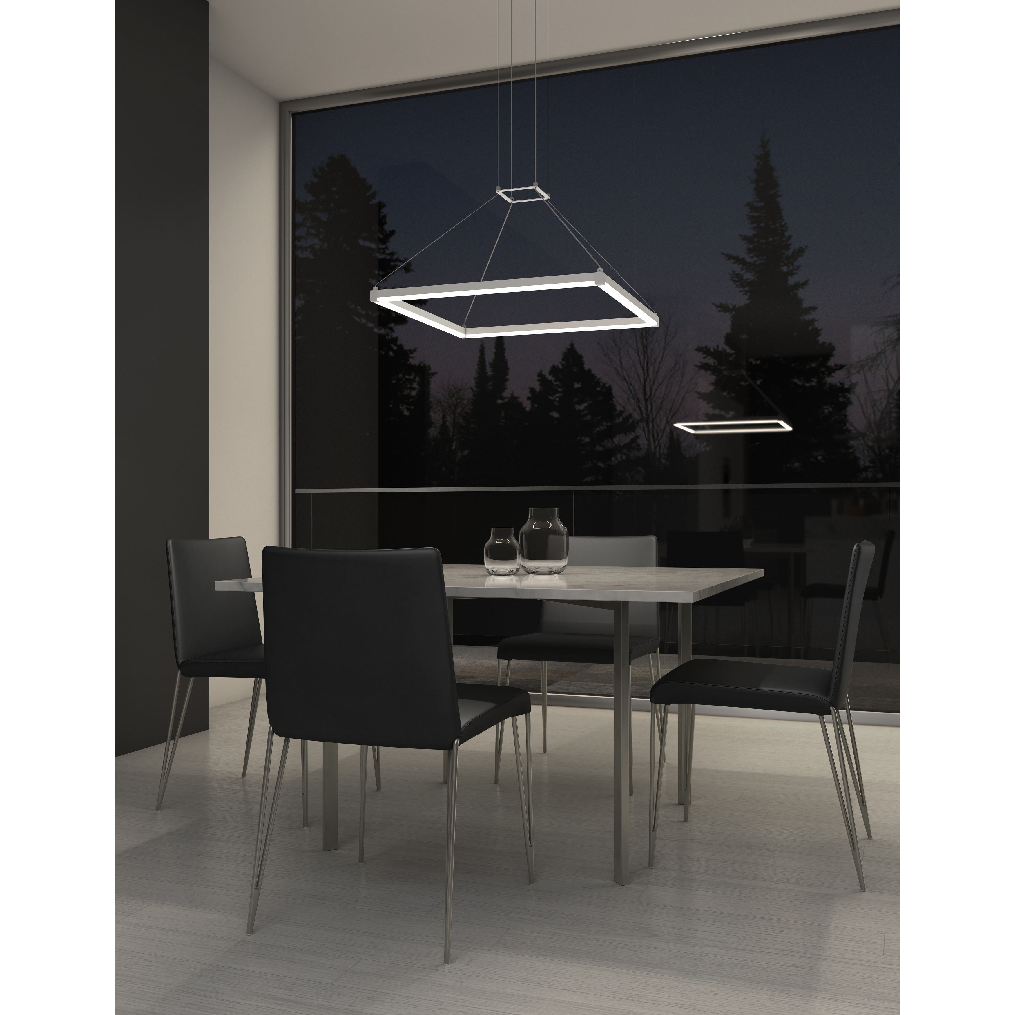 Sonneman Lighting Stix Square Bright Satin Aluminum 19 inch LED Pendant Frosted Shade