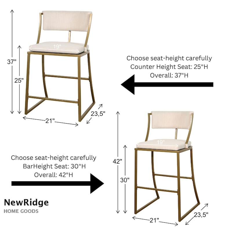 New Ridge Home Goods Mina Metal Modern Upholstered Bar Stool