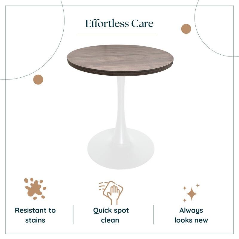 Bristol 36" Round Dining Table for 4 with MDF Top and Modern White Iron Base for Kitchen & Dining Room