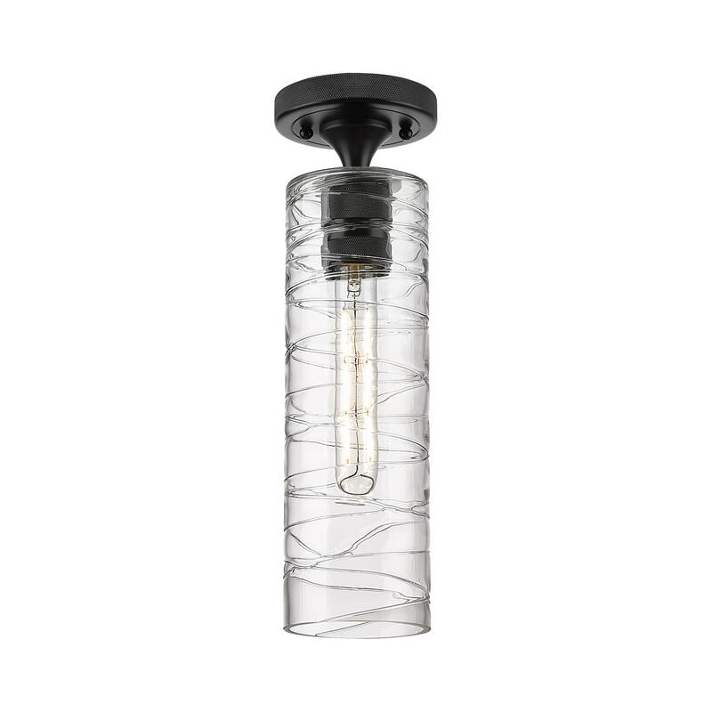 Innovations Lighting 434-1F-15-4 Crown Point Flush Crown Point 4" Wide - Matte Black / Deco Swirl