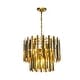 preview thumbnail 2 of 10, 9/10-Light Luxury Stainless Steel Chandelier with Crystal Accents H19" - Gold
