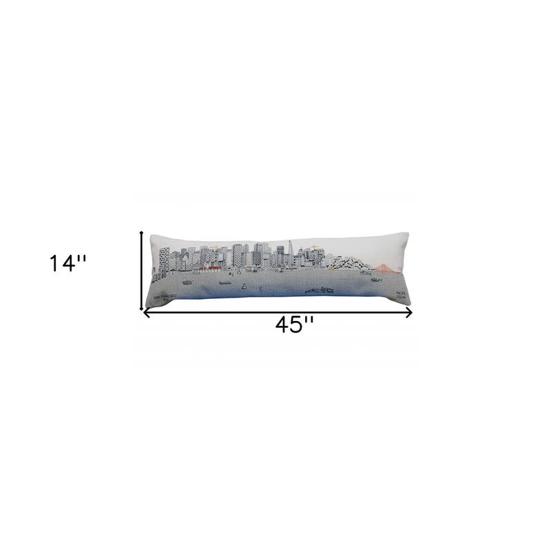 HomeRoots 46" White San Francisco Daylight Skyline Lumbar Decorative Pillow