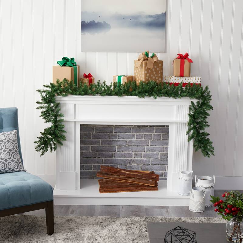9Ft Christmas Garland with LED Lights - Artificial Pine Holiday Decor for Home - 108