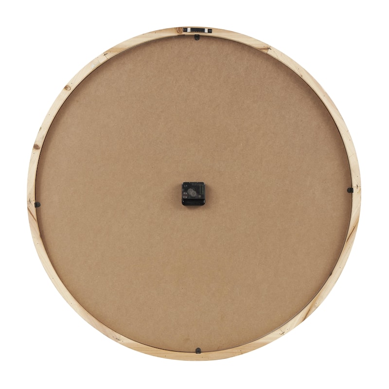 Wood Decorative Wall Clock with White Backing - Light Brown - Roche River Decor