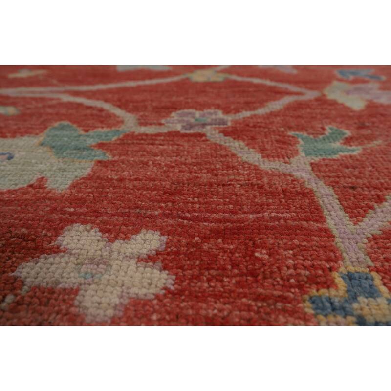 All-Over Orange Oushak Vegetable Dye Area Rug Handmade Wool Carpet - 8'11"x 11'8"