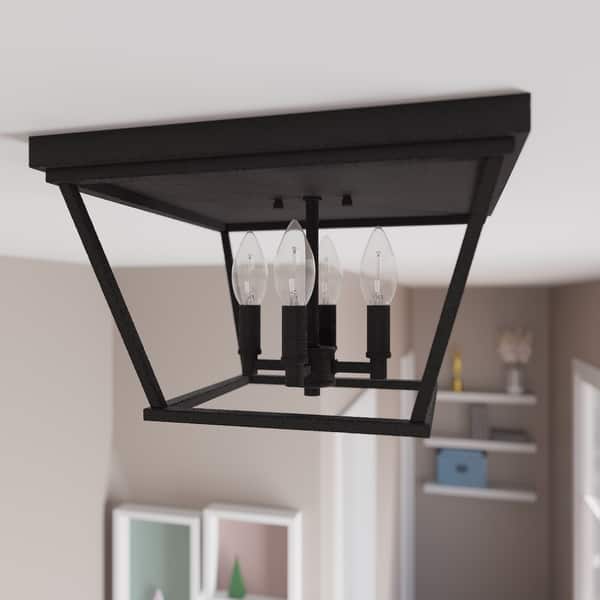 slide 2 of 11, Hunter Laurel Ridge 4-Light Flush Mount Ceiling Light - Entry, Hallyway, Bathroom - Modern Farmhouse, Industrial - Damp Rated! Natural  Iron