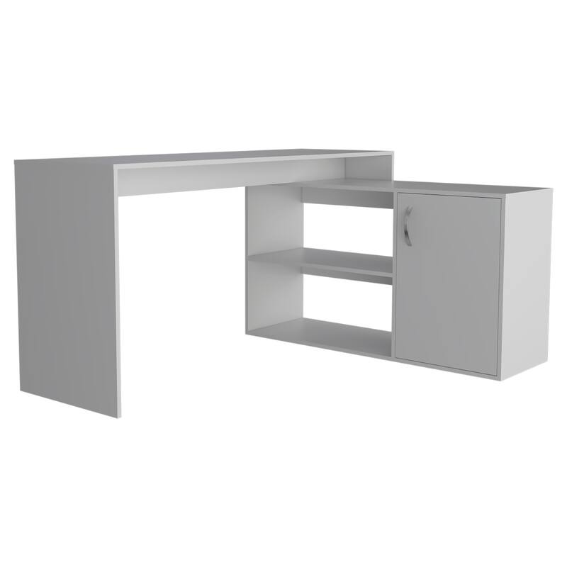 Modern L-Shaped Computer Desk with Open & Closed Storage