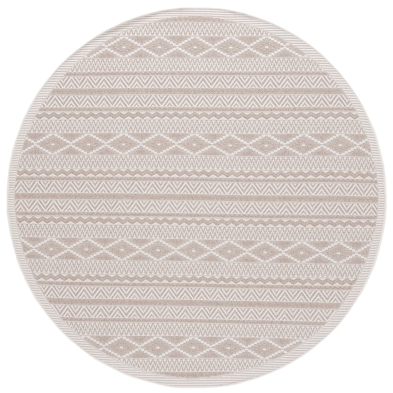 SAFAVIEH Wicker Juliane Casual Rug - 6'7" Round - Ivory/Beige