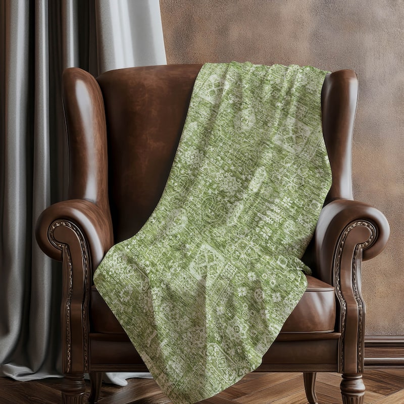 Premium Machine Washable Persian Panel Sherpa Throw Blanket