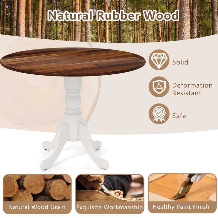 Rubber Wood Round Dining Table with Curved Legs and Adjustable Foot Pads - 40 x 40 x 29 inch (L x W x H)