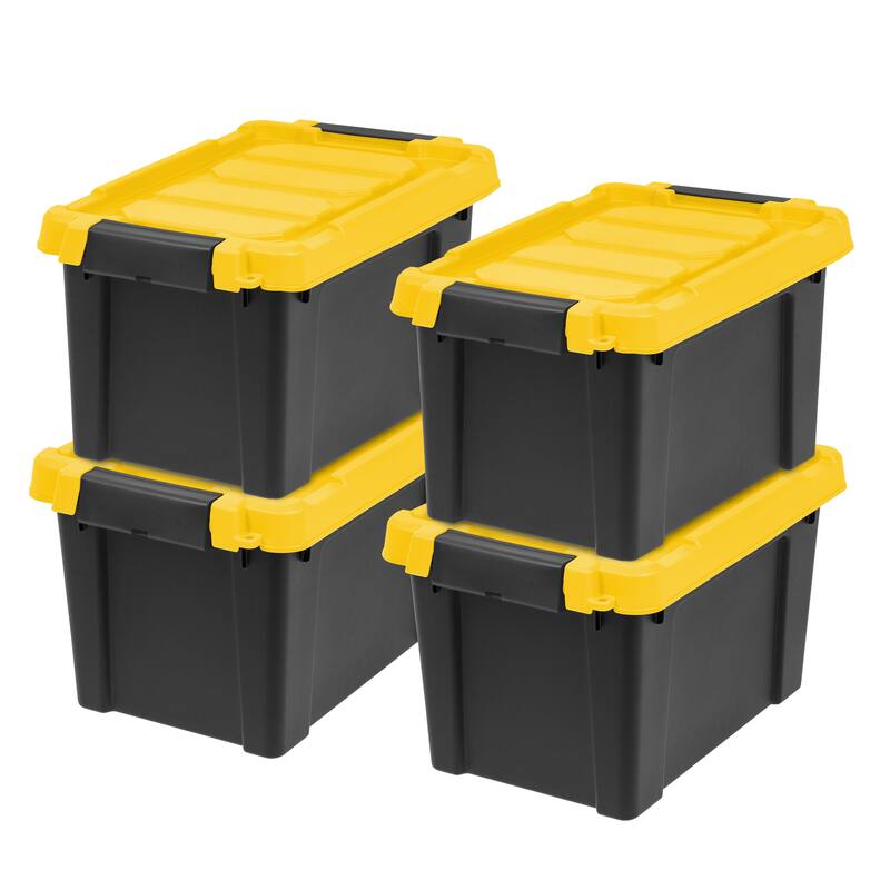 IRIS USA® STOR-IT-ALL 21.90 Qt Buckle Lid - Black - Set of 4
