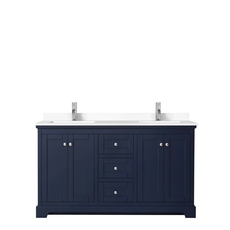 Avery 60 Inch Double Vanity, Cultured Marble Top