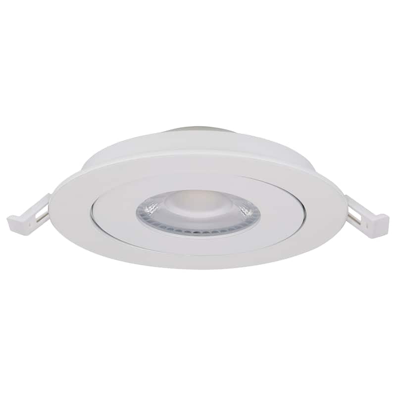 9 Watt CCT Selectable LED Direct Wire Downlight Gimbaled 4 Inch Round Remote Driver White
