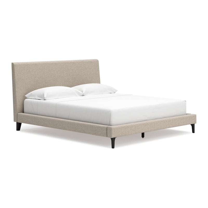 Ciel Low Profile California King Bed, Upholstered Headboard, Gray