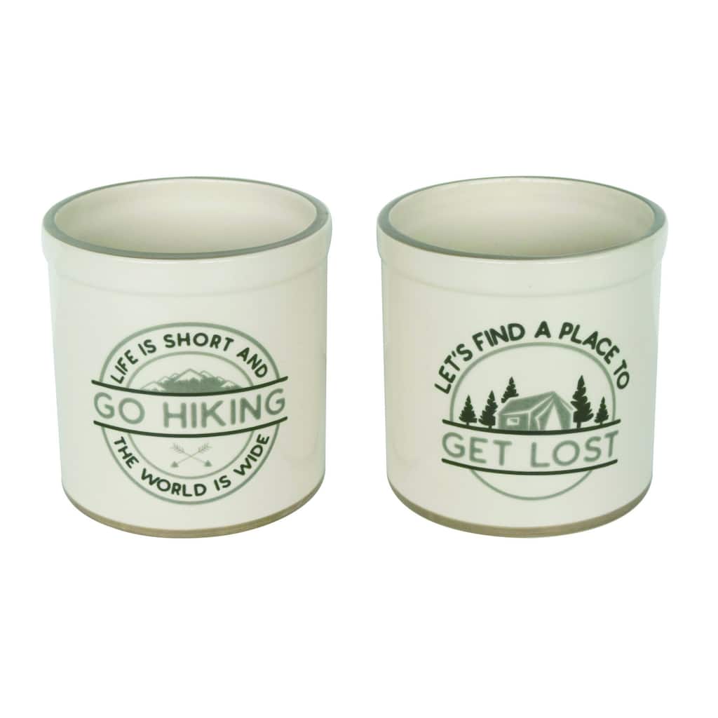 Transpac Ceramic Faux-Enamel Cabin Container Set of 2 Spring Home Decorations