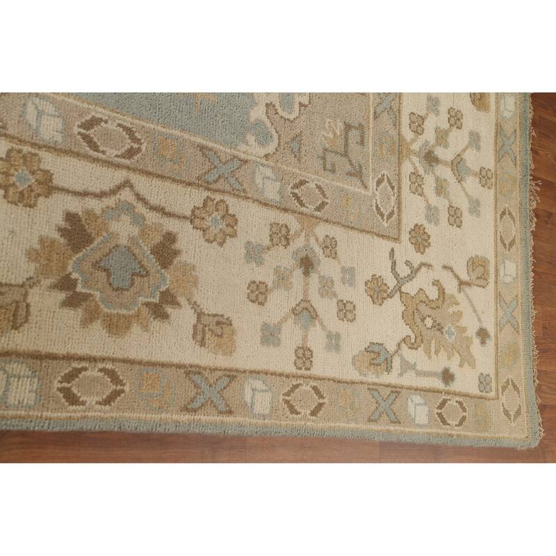 Earth Tone Oushak Indian Area Rug Handmade Wool Carpet - 9'3"x 11'10"