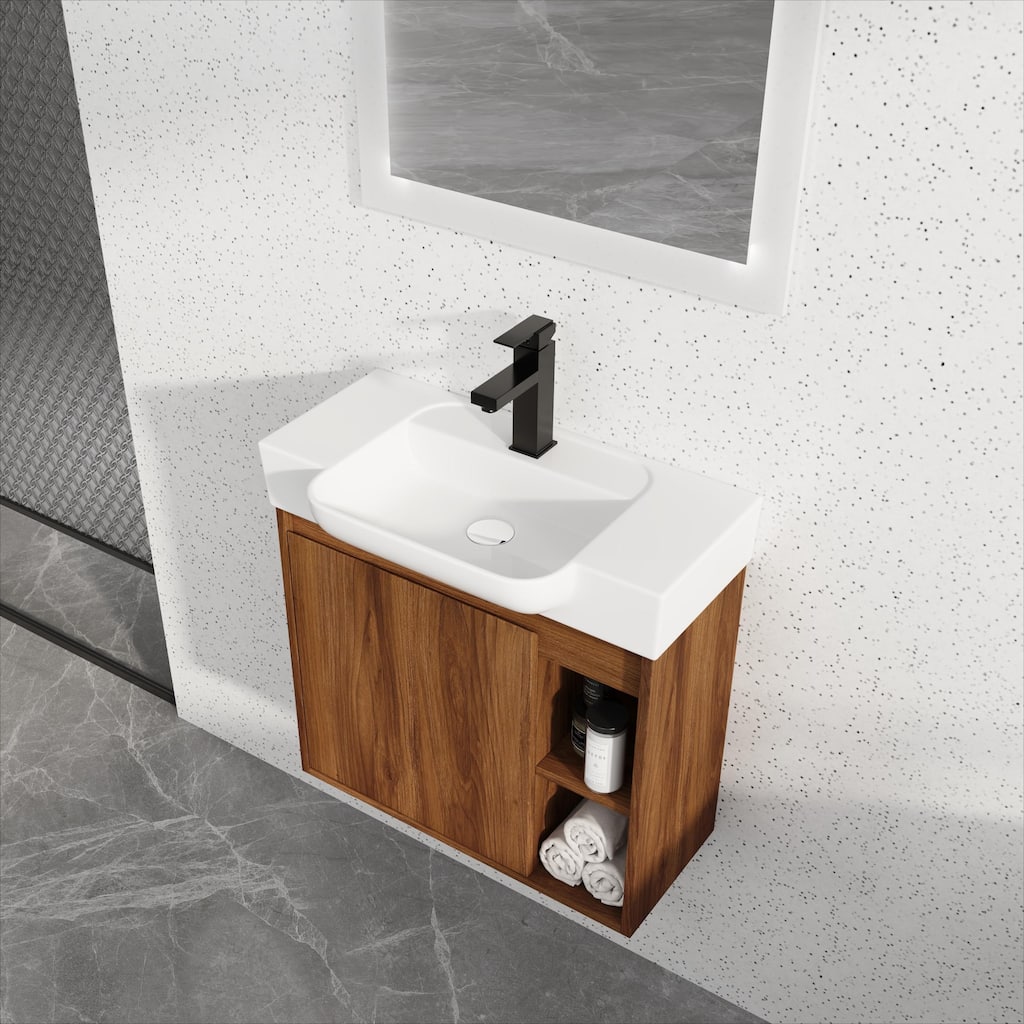 24'' Wall-Mounted Bathroom Vanity with Ceramic Sink