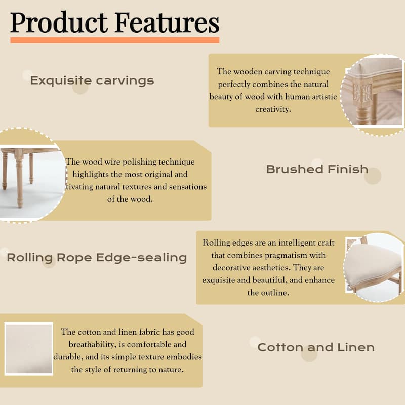 French Dining Chairs Set of 2, Upholstered Chairs with T-shaped Back, Wire drawing and carving techniques ,Disassemblable